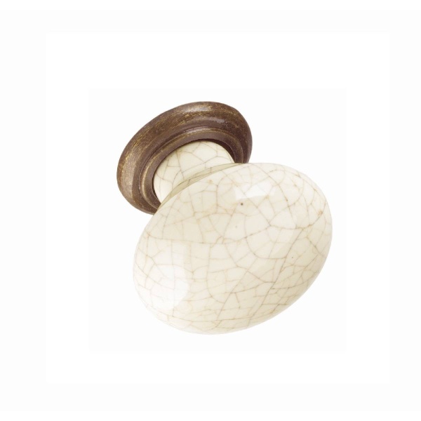 HOLMES/MILNER CERAMIC CRACKLE ROUND KNOB Cupboard Handle - 35mm diameter - 2 finishes (PWS K371/373)