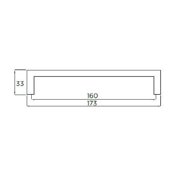 HOOK D Cupboard Handle - 160mm h/c size -  BRUSHED STAINLESS STEEL EFFECT finish (PWS H352.160.SS)