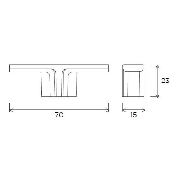 HOVE T KNOB Cupboard Handle - 70mm long - 2 finishes (PWS H1161.70)