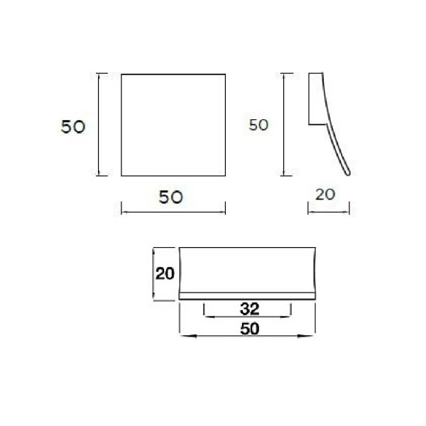 HYDE TRIM Cupboard Handle - 32mm h/c  size - POLISHED S/STEEL EFFECT (PWS H423.32.BS)