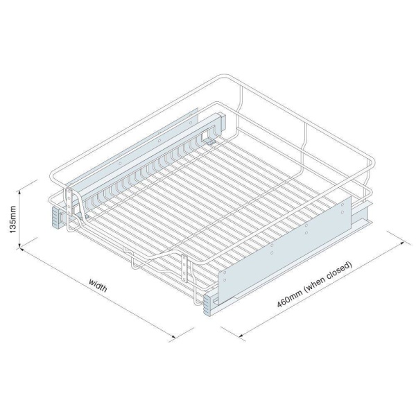 INDIVIDUAL PULL-OUT ORGANISER BASKET (Innostor Range) in 8 cabinet widths (ECF WWFC4***)