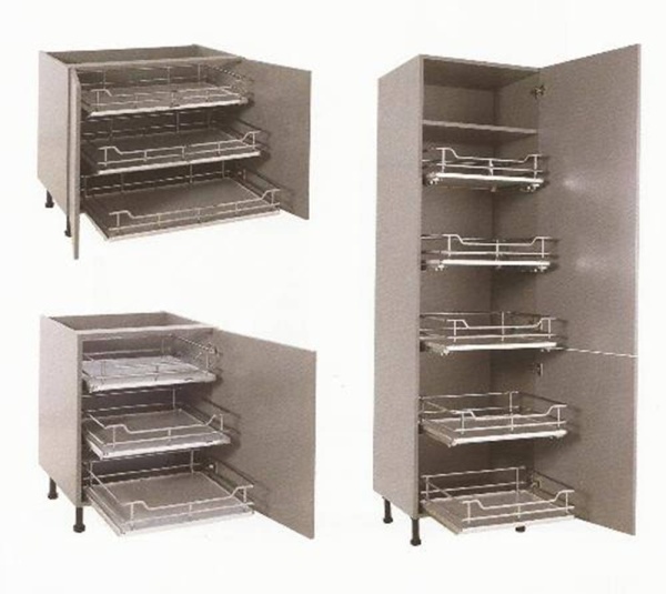 INDIVIDUAL PULL-OUT ORGANISER BASKET (Innostor Plus) in 8 cabinet widths - CHROME/GREY finish (ECF IP2IP)