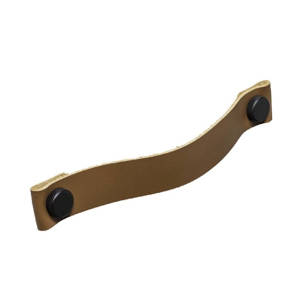 JEAKER STRAP Cupboard Handle - 160mm h/c size - BLACK or BROWN LEATHER finishes (PWS H1150.160)