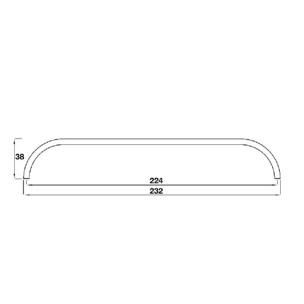 KELD D Cupboard Handle - 224mm h/c size - BRUSHED STAINLESS STEEL EFFECT finish (PWS H721.224.SS)