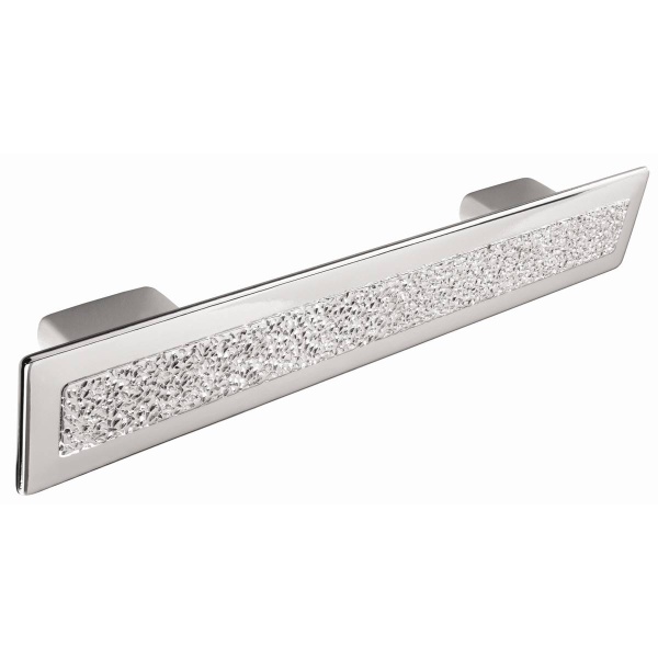 KENSINGTON TEXTURED D Cupboard Handle - 128mm h/c size - POLISHED CHROME finish (PWS H768.128.CH)