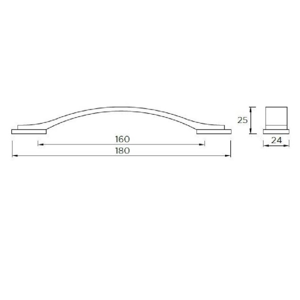 KIRKBY BOW Cupboard Handle - 160mm h/c  size - 2 finishes (PWS H523.160.SS / H524.160.CH)