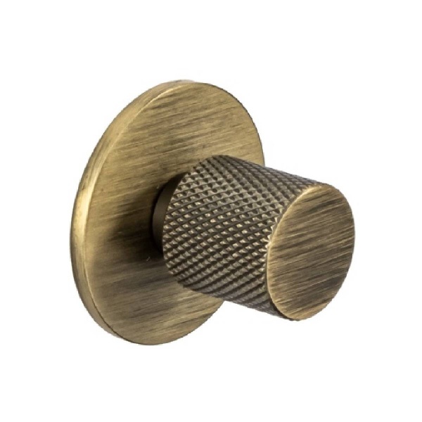 KNURLED ROUND KNOB c/w CIRCULAR BACKPLATE Cupboard Handle - 40mm diameter - 3 finishes (PWS K1111.20)