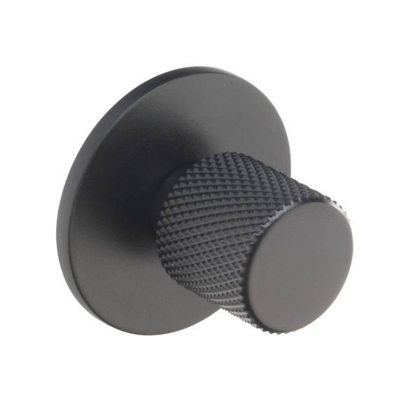 KNURLED ROUND KNOB c/w CIRCULAR BACKPLATE Cupboard Handle - 40mm diameter - 3 finishes (PWS K1111.20)