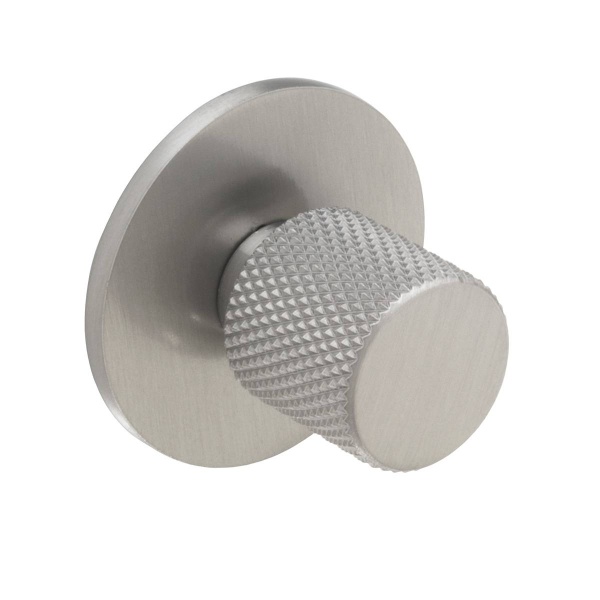 KNURLED ROUND KNOB c/w CIRCULAR BACKPLATE Cupboard Handle - 40mm diameter - 3 finishes (PWS K1111.20)