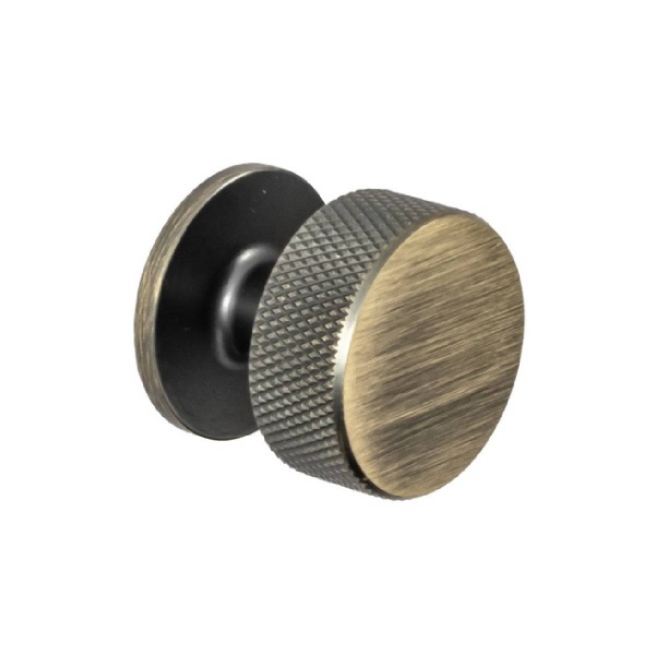 KNURLED ROUND KNOB with FIXED BACKPLATE Cupboard Handle - 32mm diameter - 3 finishes (PWS K1117.32)