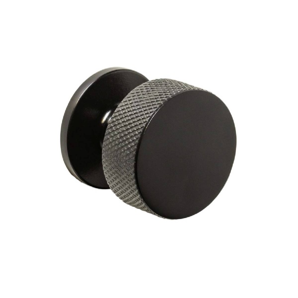 KNURLED ROUND KNOB with FIXED BACKPLATE Cupboard Handle - 32mm diameter - 3 finishes (PWS K1117.32)