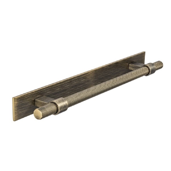 KNURLED T BAR c/w BAR HANDLE BACKPLATE Cupboard Handle - 192mm h/c size - 3 finishes (PWS H1126.257)