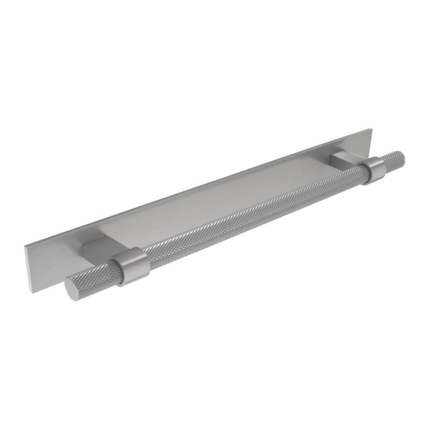 KNURLED T BAR c/w BAR HANDLE BACKPLATE Cupboard Handle - 192mm h/c size - 3 finishes (PWS H1126.257)