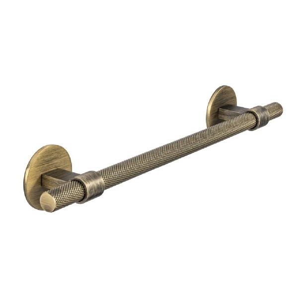 KNURLED T BAR c/w CIRCULAR BACKPLATES Cupboard Handle - 2 sizes - 3 finishes (PWS H1126.257 / H1126.448)