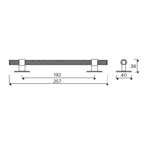 KNURLED T BAR c/w CIRCULAR BACKPLATES Cupboard Handle - 2 sizes - 3 finishes (PWS H1126.257 / H1126.448)