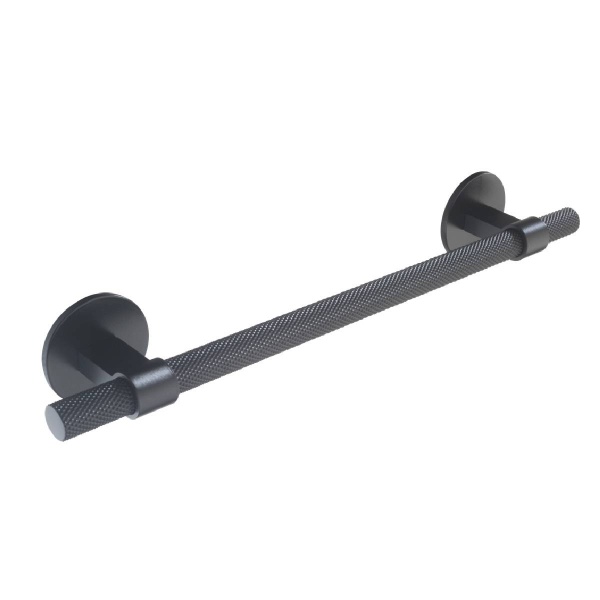 KNURLED T BAR c/w CIRCULAR BACKPLATES Cupboard Handle - 2 sizes - 3 finishes (PWS H1126.257 / H1126.448)