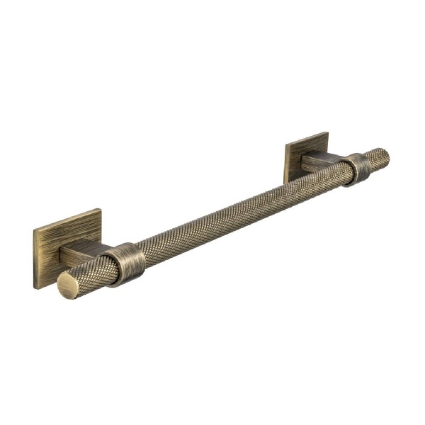 KNURLED T BAR c/w RECTANGLE BACKPLATES Cupboard Handle - 2 sizes - 3 finishes (PWS H1126.257 / H1126.448)