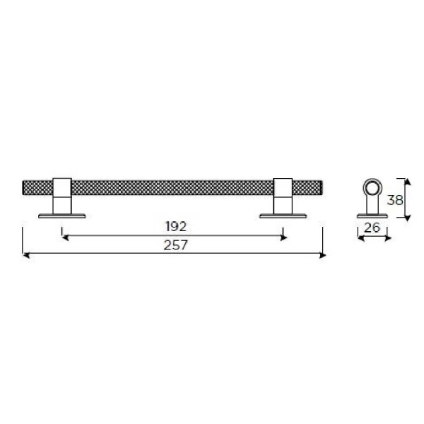 KNURLED T BAR c/w RECTANGLE BACKPLATES Cupboard Handle - 2 sizes - 3 finishes (PWS H1126.257 / H1126.448)