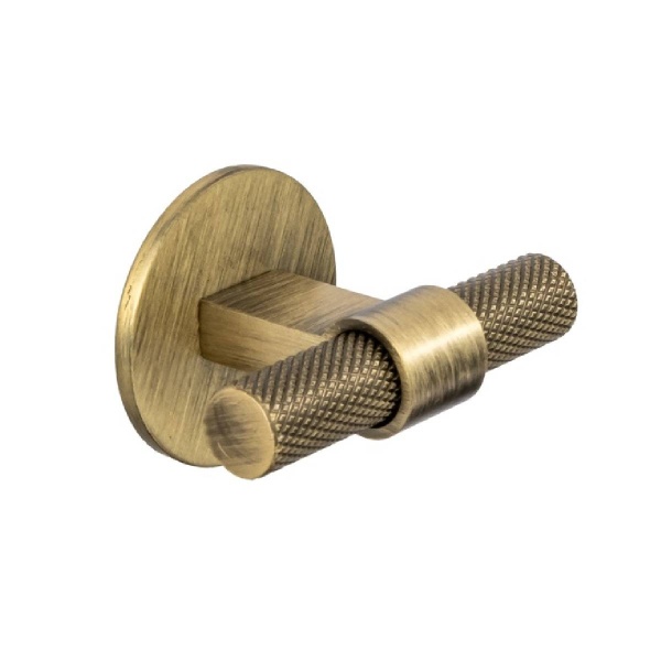 KNURLED T KNOB c/w CIRCULAR BACKPLATE Cupboard Handle - 60mm long - 3 finishes (PWS H1125.35)