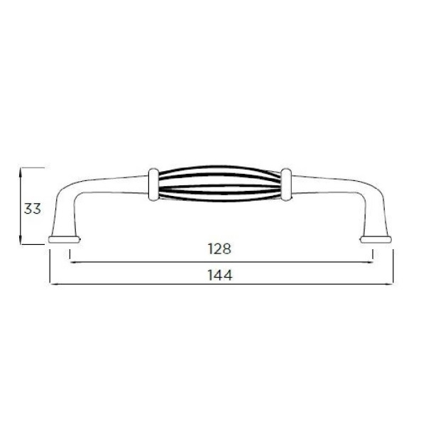 LEASOWES REEDED D Cupboard Handle - 128mm h/c size - ANTIQUE PEWTER EFFECT finish (PWS H351.128.AP)