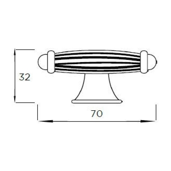 LEASOWES REEDED T KNOB Cupboard Handle - 70mm long - ANTIQUE PEWTER EFFECT finish (PWS 2432AP)