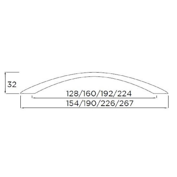 LEEMING (CAVE) BOW Cupboard Handle - 4 sizes - BRUSHED S/STEEL EFFECT finish (PWS 1949/50 & 1781/2285SS)