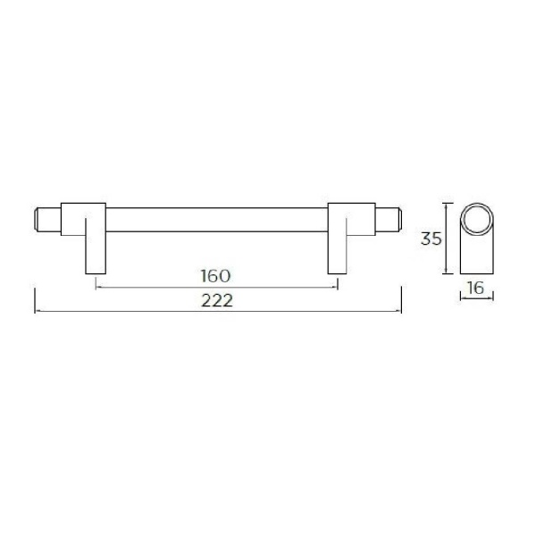 LEEMING T BAR Cupboard Handle - 160mm h/c size - 3 finishes (PWS H1002.160)