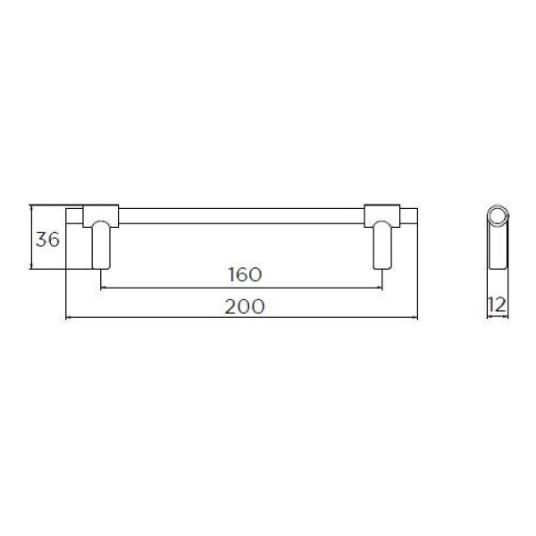 LEIGH T BAR Cupboard Handle - 160mm h/c size - POLISHED PEWTER finish (PWS H1048.160.PE)