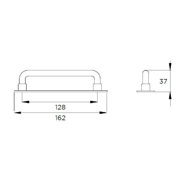 LINTON TROWEL D Cupboard Handle - 128mm h/c size - POLISHED CHROME finish (PWS H1080.128.CH)