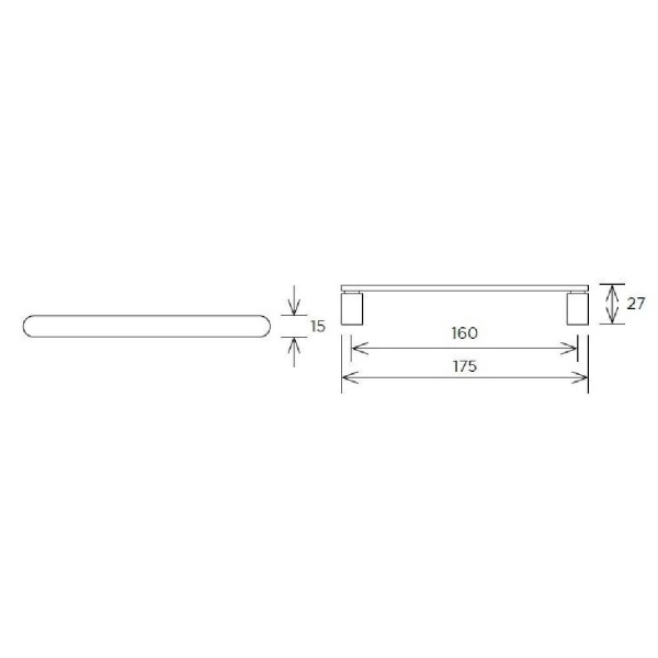 LLOYD D Cupboard Handle - 160mm h/c size - 9 finishes (PWS H1156.160)