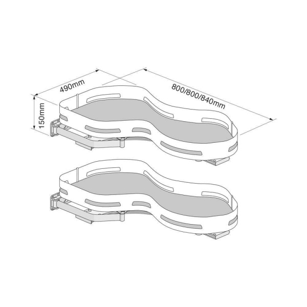 MATERIA TWIN SHELF MAGIC CORNER (Innostor Plus) - to suit 3 cabinet widths (ECF MAT71.900/1000/1200)