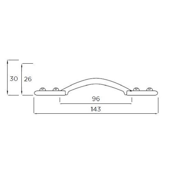 MATHON FAUX SCREW BEAN D Cupboard Handle - 96mm h/c size - RAW PEWTER finish (PWS H151.96.PE)