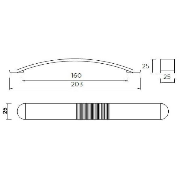 MELTON BOW Cupboard Handle - 160mm h/c size - BRUSHED STAINLESS STEEL EFFECT finish (PWS H529.160.SS)