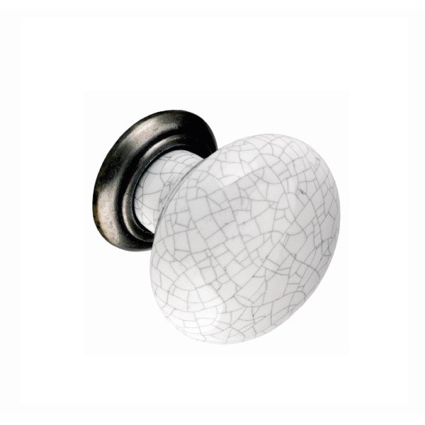 HOLMES/MILNER CERAMIC CRACKLE ROUND KNOB Cupboard Handle - 35mm diameter - 2 finishes (PWS K371/373)