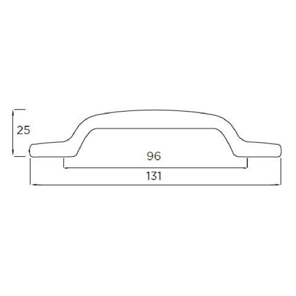 PORTLAND D Cupboard Handle - 96mm h/c size - BRUSHED STAINLESS STEEL EFFECT finish (PWS 1001/131SS)