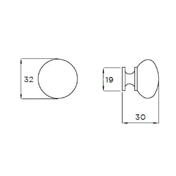 PORTLAND HOLLOW KNOB Cupboard Handle - 32mm dia - BRUSHED STAINLESS STEEL EFFECT finish (PWS TK2SS)