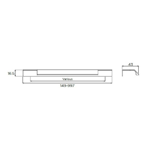 PORTLAND (SEATTLE) TEARDROP REAR FIXED TRIM Handle - 8 sizes - S/STEEL EFFECT finish (PWS H1089)