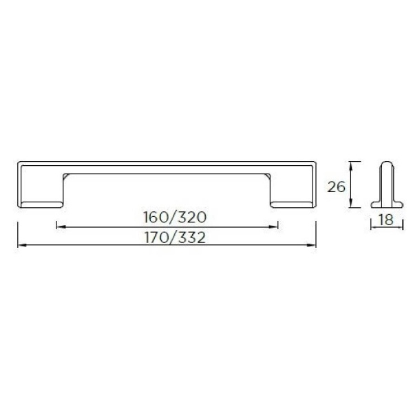 POTTO D Cupboard Handle - 2 sizes - 2 finishes (PWS H413/414.320 & H415/416.160)