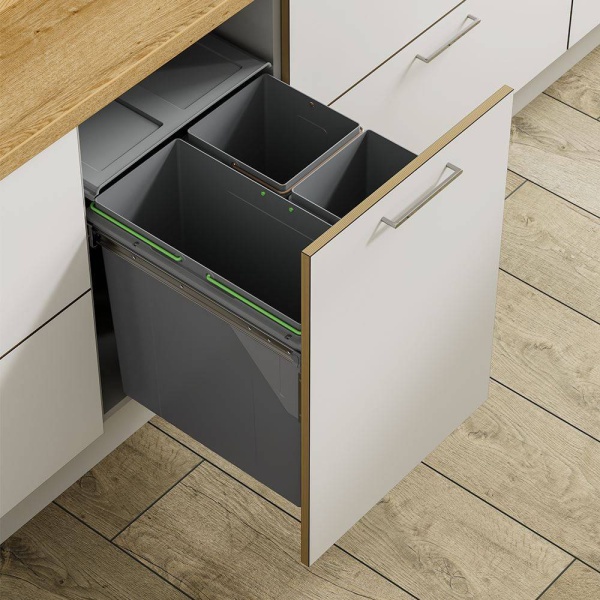 PULL-OUT WASTE BIN (Side Mounted) 68 litre capacity for minimum 500mm wide cabinet (ECF BIN73)