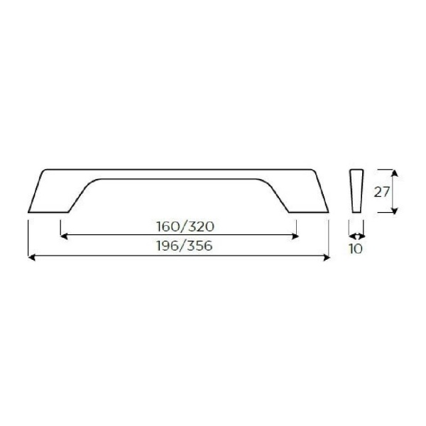 RAINTON D Cupboard Handle - 2 sizes - 2 finishes (PWS H1139.160/H1139.320)