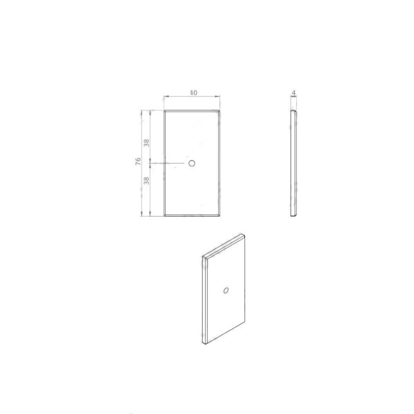 RECTANGULAR BACKPLATE for Knob Cupboard Handle - 40mm x 76mm - 7 finishes (BP76)