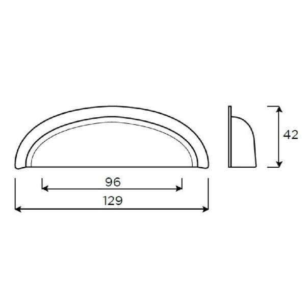 REETH CUP Cupboard Handle - 96mm h/c size - 4 finishes (PWS H1136.96.CH)