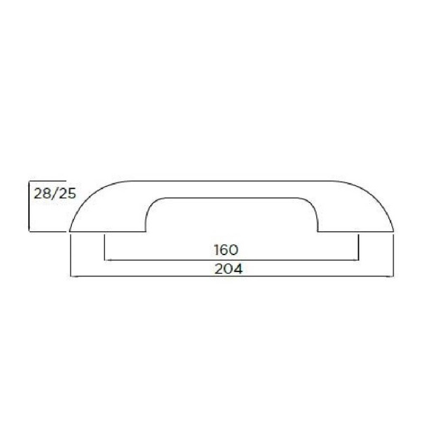 RYTON TWIST D Cupboard Handle - 160mm h/c size - BRUSHED S/STEEL EFFECT finish (PWS H861.160.SS)