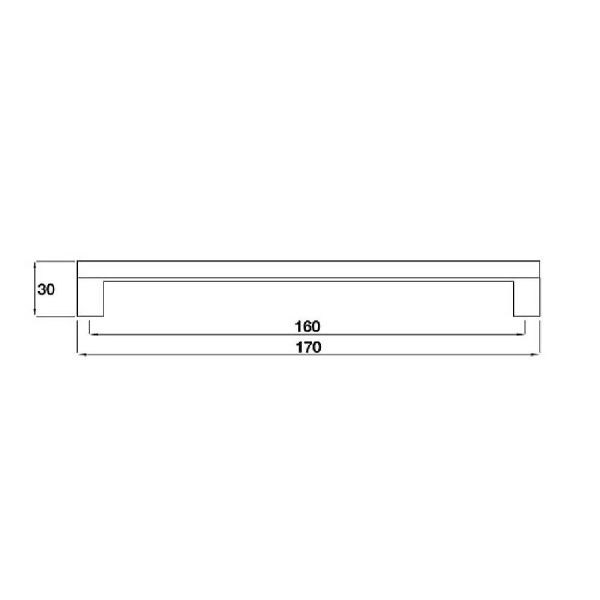 SHORT WOODEN BAR Handle - 160mm h/c size - BRUSHED S/STEEL EFFECT & OAK finish (PWS H438.160.BSO)