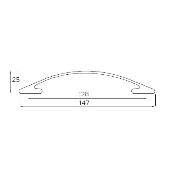 SKELTON BOW Cupboard Handle -128mm h/c size - POLISHED STAINLESS STEEL EFFECT finish (PWS H585.128.SS)