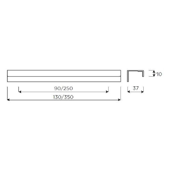 SOHO REAR FIXED TRIM Cupboard Handle - 2 sizes - 7 finishes (PWS H1131.90/H1131.250)