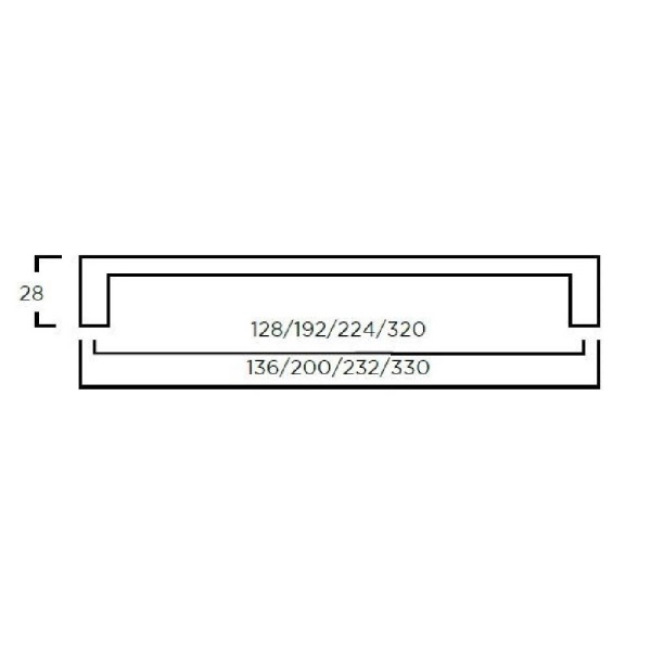 SONNING (YARD) BAR Cupboard Handle - 4 sizes - BRUSHED S/STEEL EFFECT finish (PWS H745 / H746 / H747 / H748)