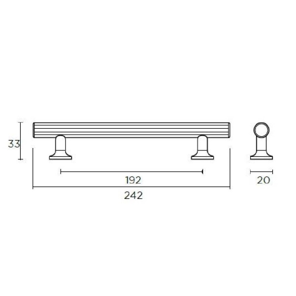 STRAND RIBBED T BAR Cupboard Handle - 192mm h/c size - 3 finishes (PWS H1144.242)