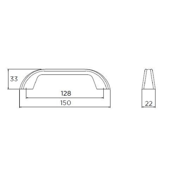 STRETTON D Cupboard Handle - 128mm h/c size - POLISHED PEWTER finish (PWS H1054.128.PE)