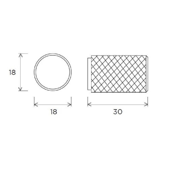 TARN KNURLED CYLINDER KNOB Cupboard Handle - 18mm diameter - 2 finishes (PWS K1132.18)